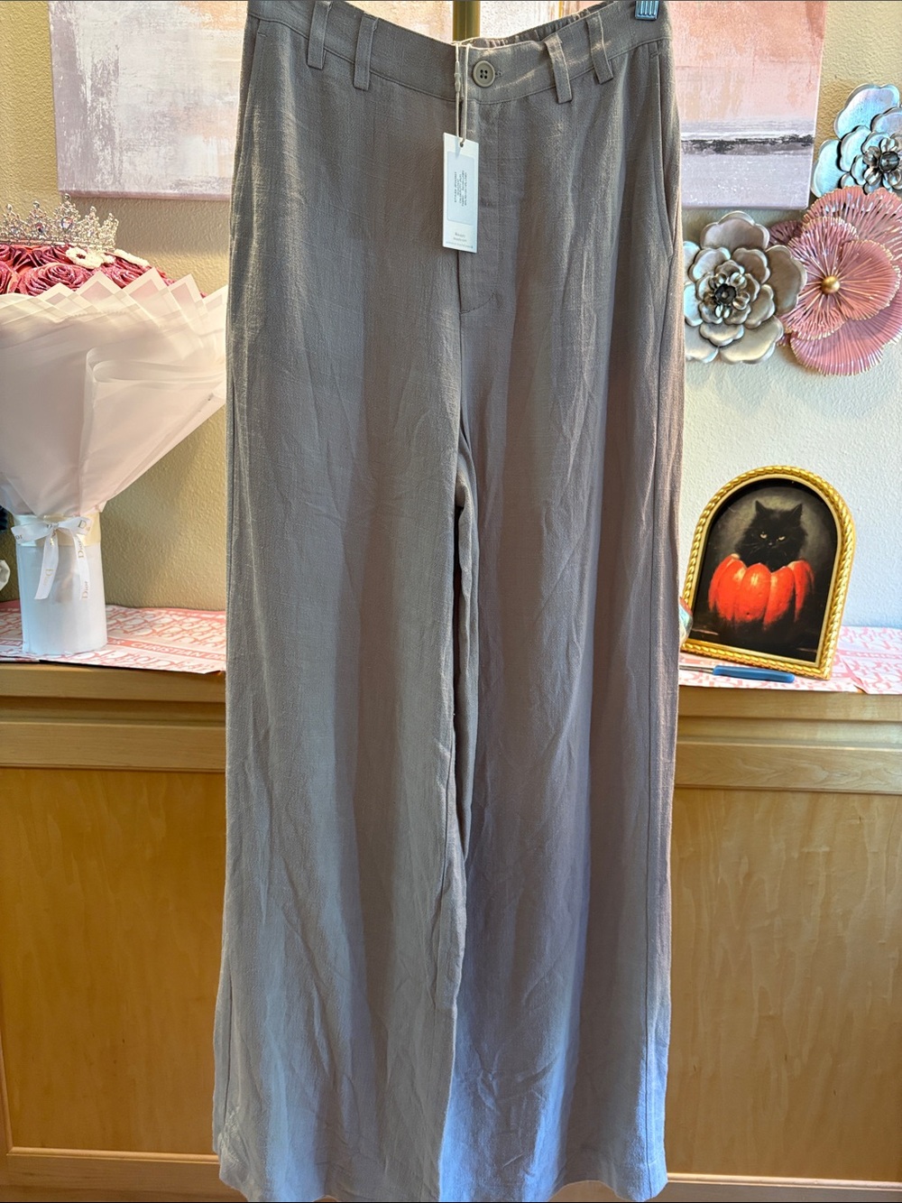 Z Supply Taupe Wide-Leg High-Rise Pants